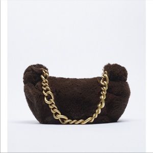 Zara faux fur chain strap shoulder bag